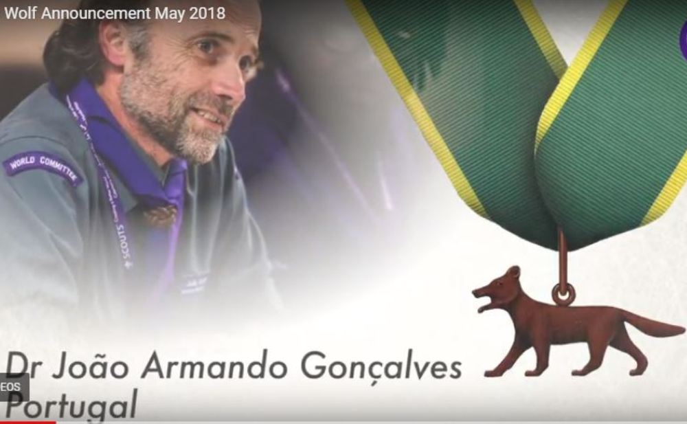 João Armando Gonçalves distinguido pelos elevados serviços prestados ao Escutismo.